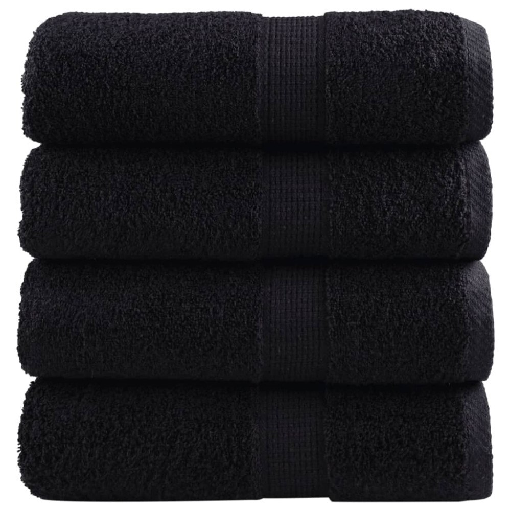 vidaXL Premium gästhanddukar SOLUND 4 st svart 30x50 cm 600 gsm