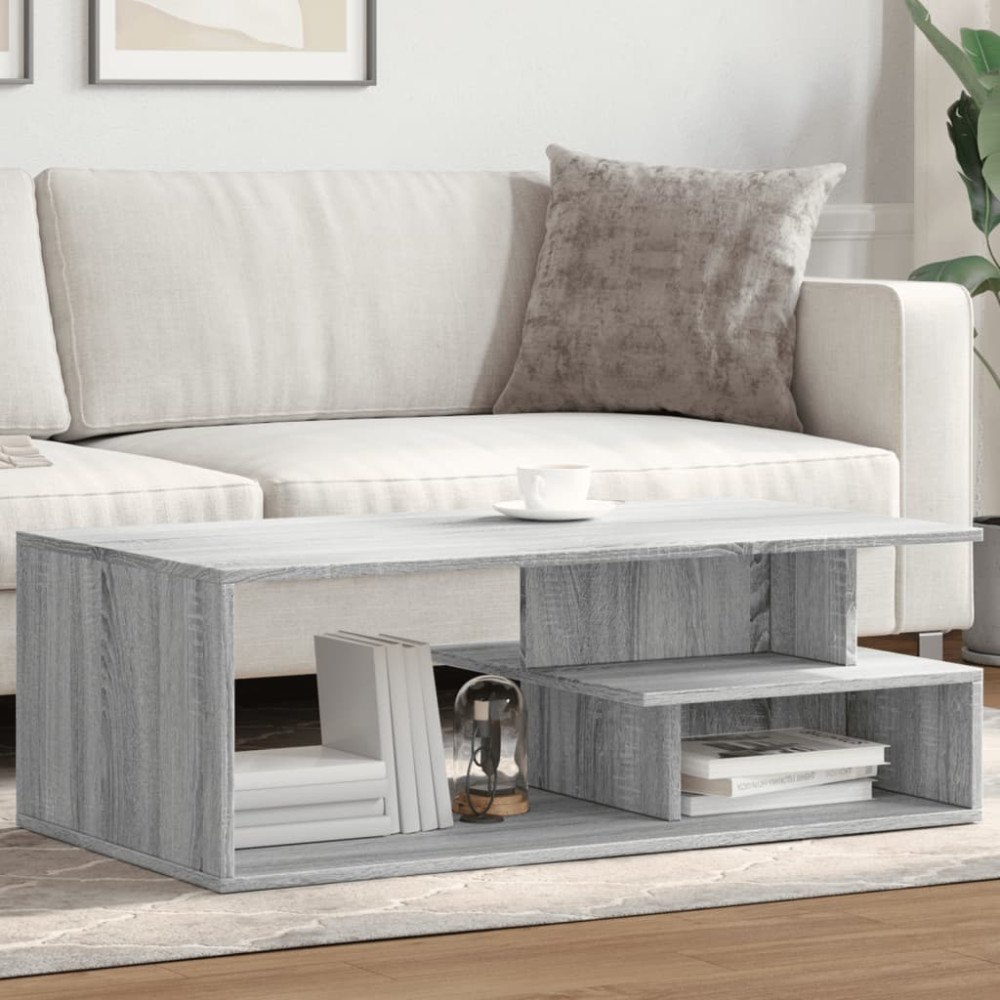 vidaXL Soffbord grå sonoma 102x55x35 cm konstruerat trä