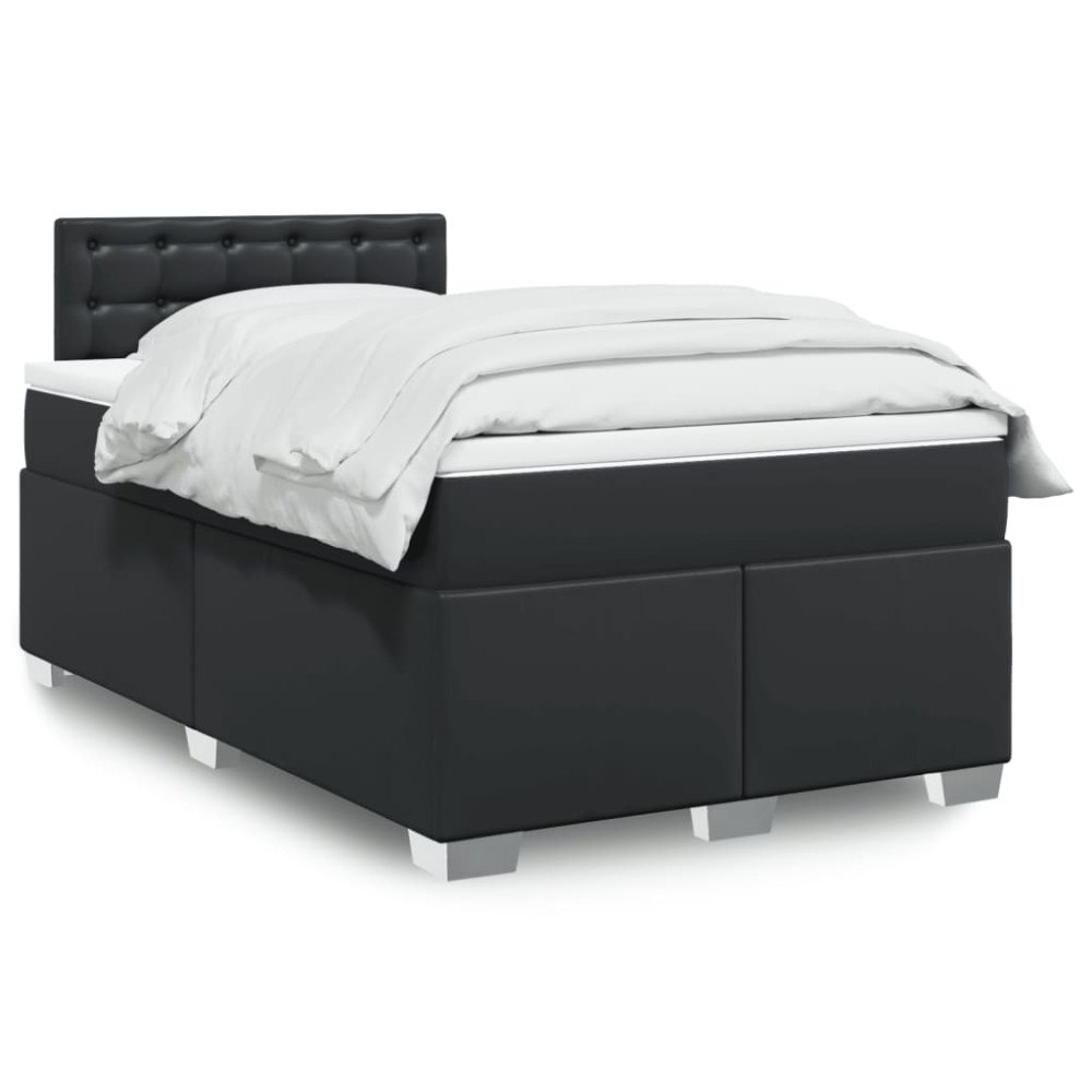 vidaXL Ramsäng med madrass svart 120x190 cm konstläder