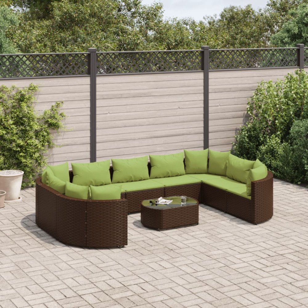 vidaXL Loungegrupp 10 delar med brun dynor konstrotting