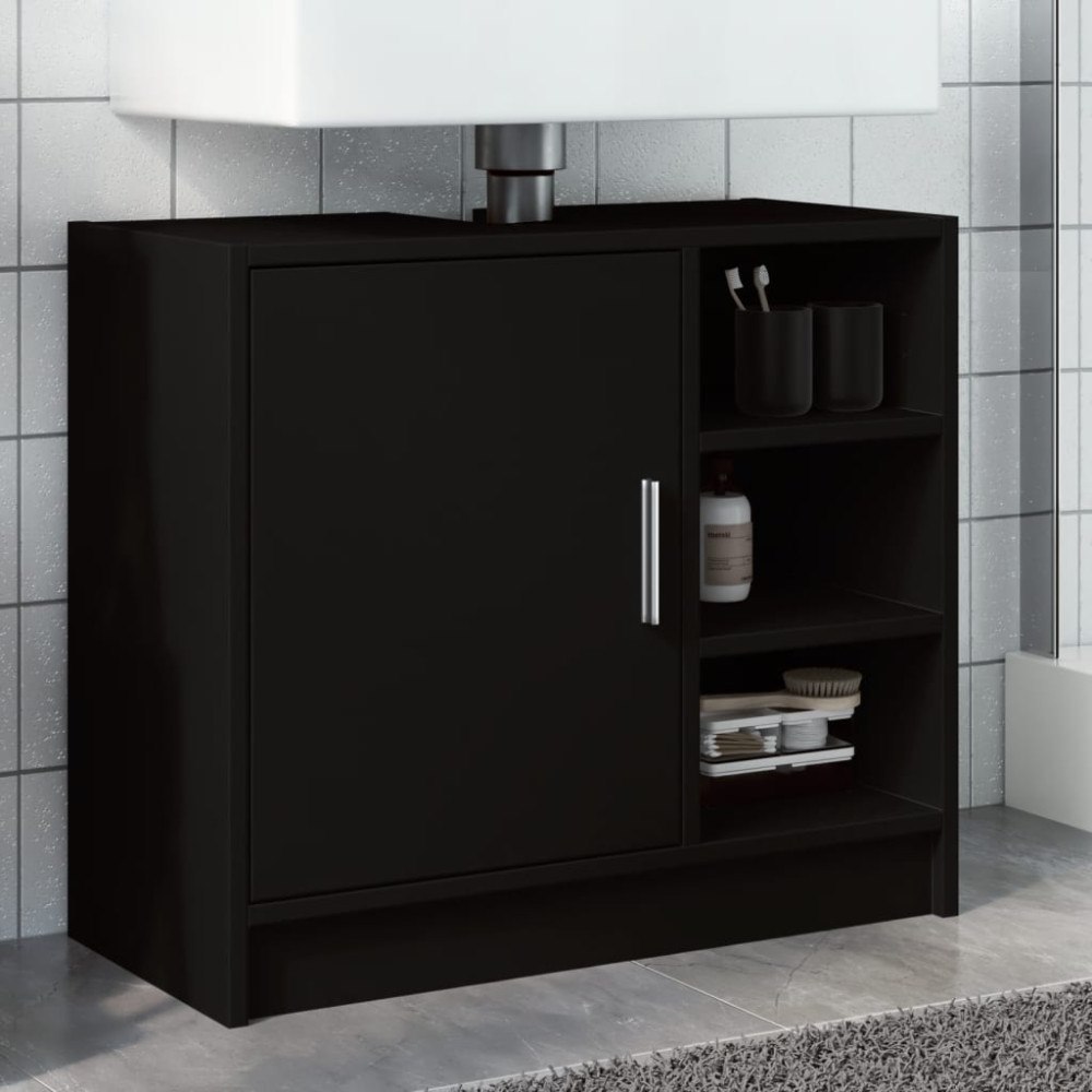 vidaXL Tvättställsskåp svart 63x29x55 cm konstruerat trä