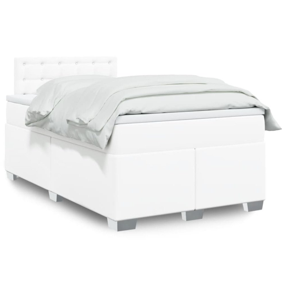 vidaXL Ramsäng med madrass vit 120x200 cm konstläder