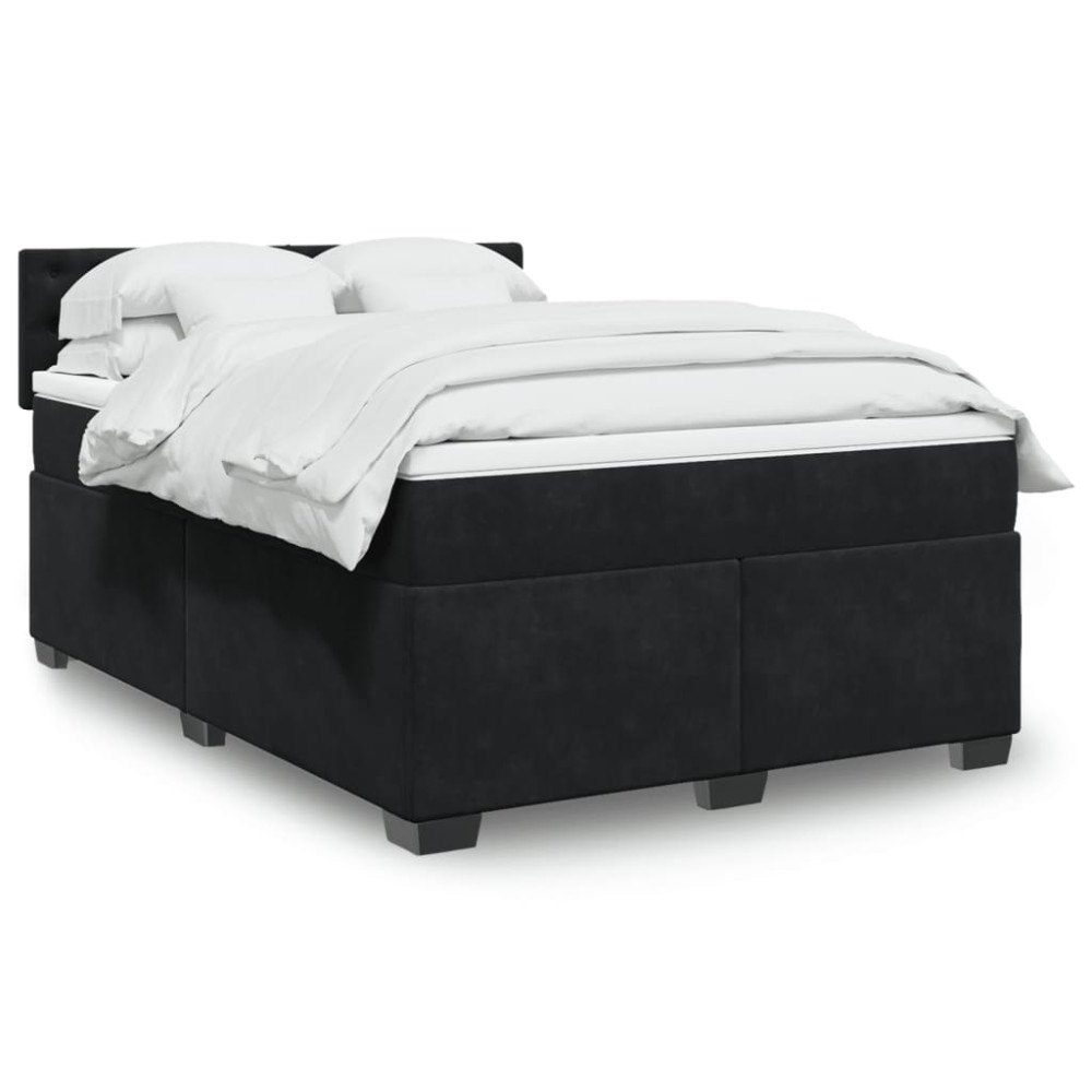 vidaXL Ramsäng med madrass svart 160x200 cm sammet