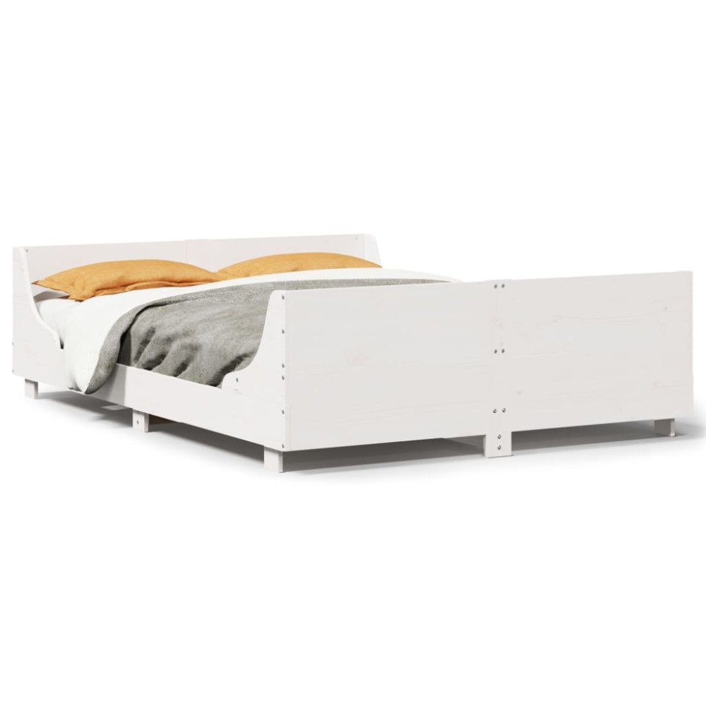 vidaXL Sängram utan madrass vit 150x200 cm massiv furu