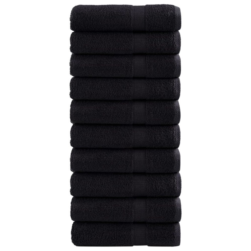 vidaXL Premium handdukar SOLUND 10 st svart 50x100 cm 600 gsm