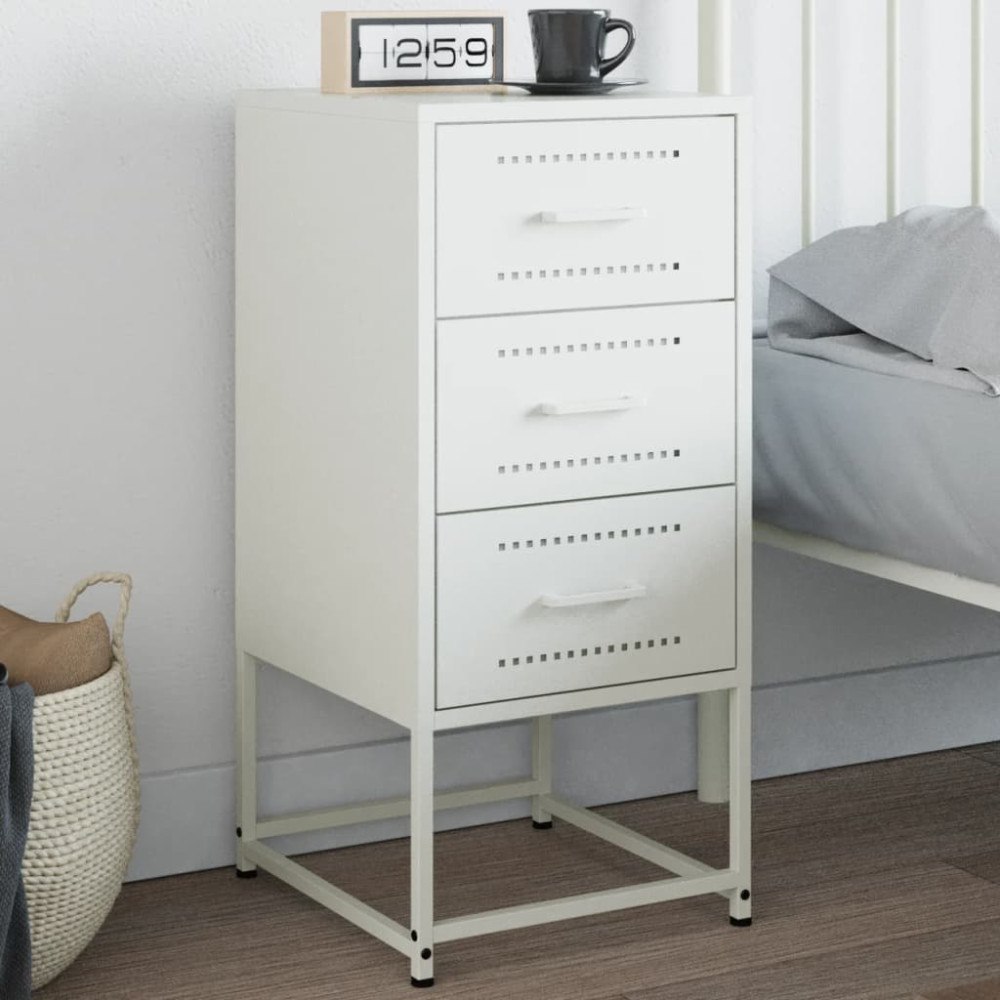 vidaXL Sängbord vit 36x39x78 cm stål