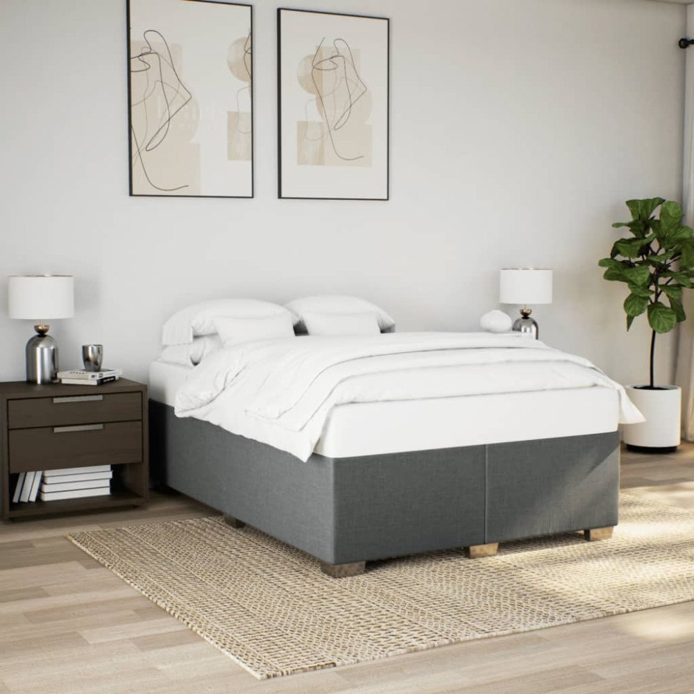 vidaXL Sängram utan madrass mörkgrå 140x190 cm tyg