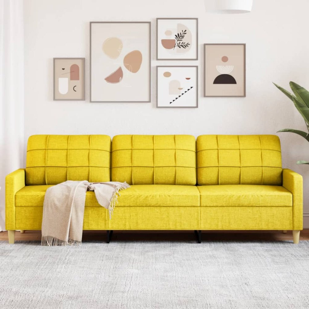 vidaXL 3-sitssoffa ljusgul 210 cm tyg