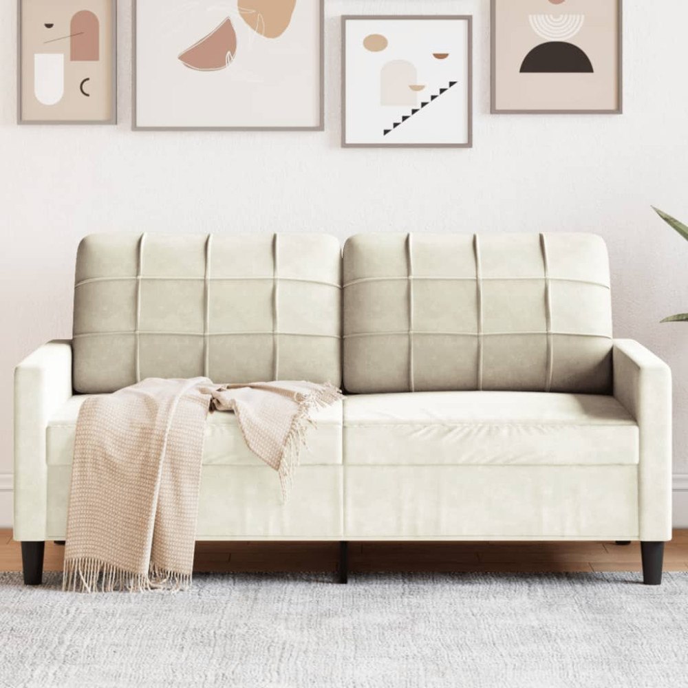 vidaXL Soffa 2-sits gräddvit 140 cm sammet