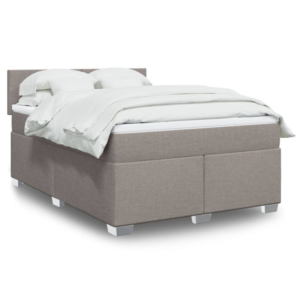 vidaXL Ramsäng med madrass taupe 140x190 cm tyg