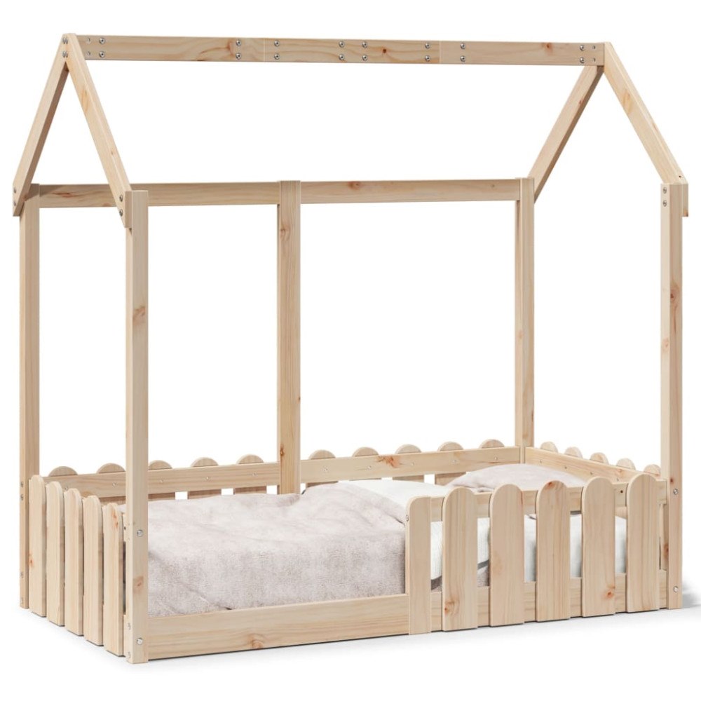 vidaXL Barnsäng med husram 70x140 cm massiv furu