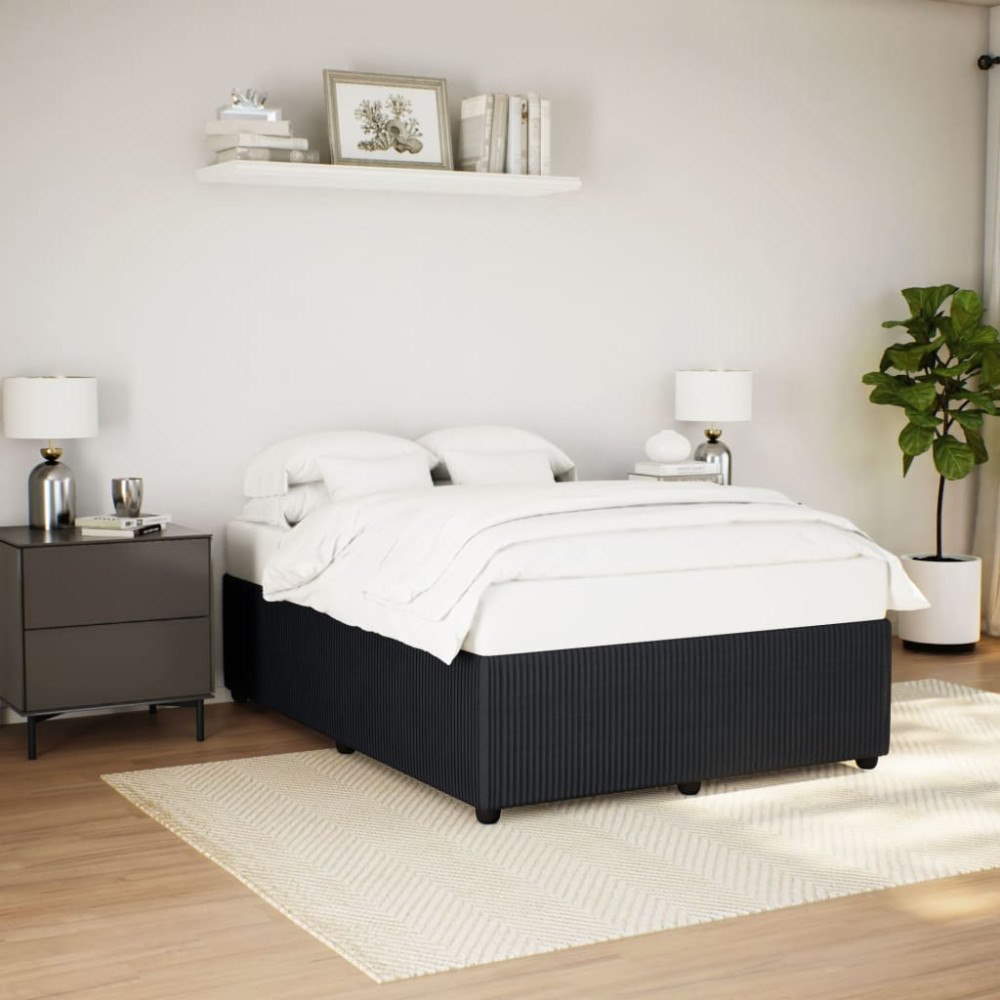 vidaXL Sängram utan madrass svart 160x200 cm sammet