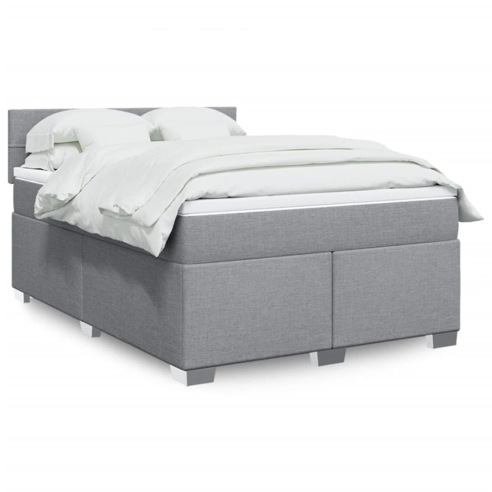 vidaXL Ramsäng med madrass ljusgrå 140x190 cm tyg