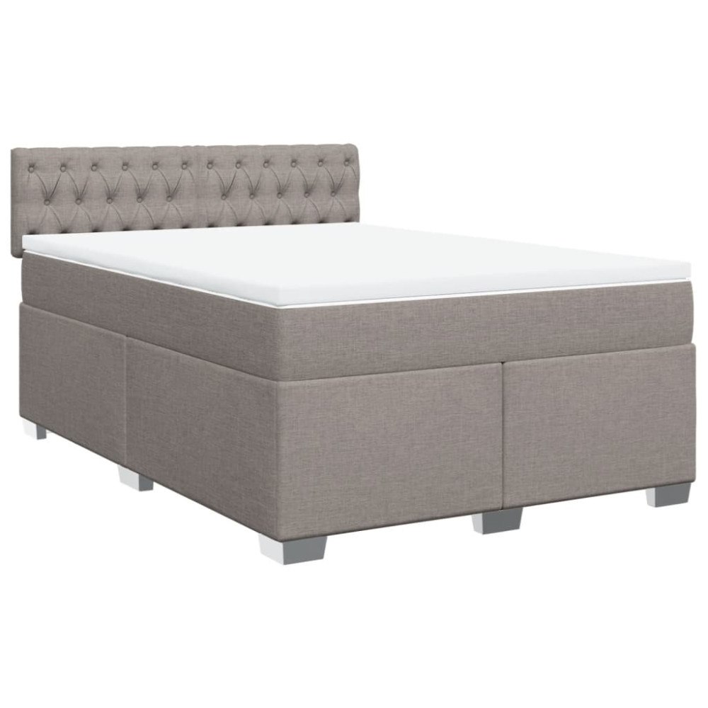 vidaXL Ramsäng med madrass taupe 140x190 cm tyg