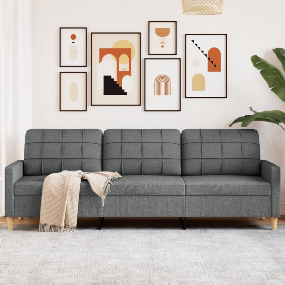 vidaXL 3-sitssoffa mörkgrå 210 cm tyg