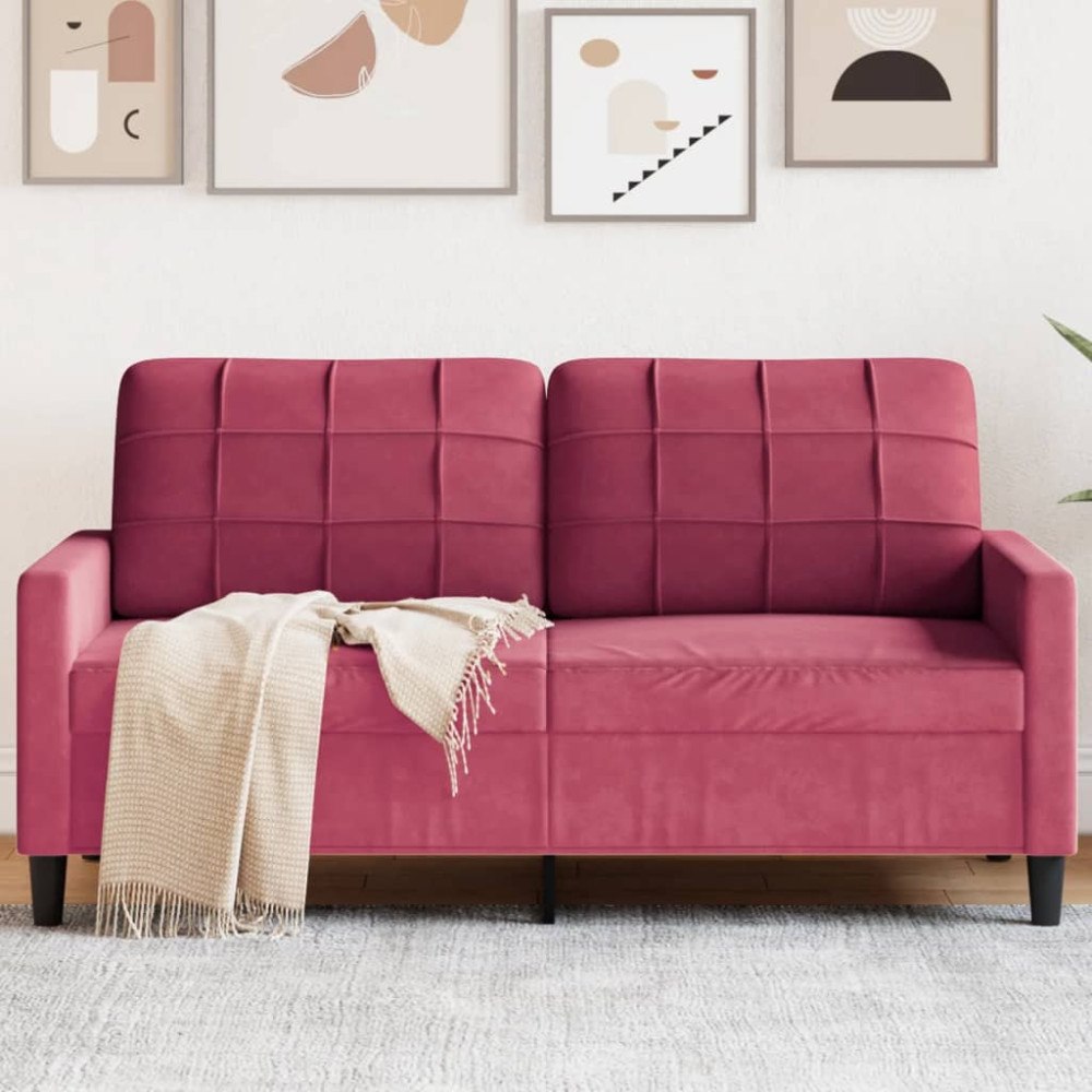 vidaXL 2-sitssoffa vinröd 140 cm sammet
