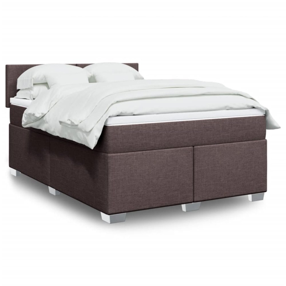 vidaXL Ramsäng med madrass mörkbrun 140x190 cm tyg