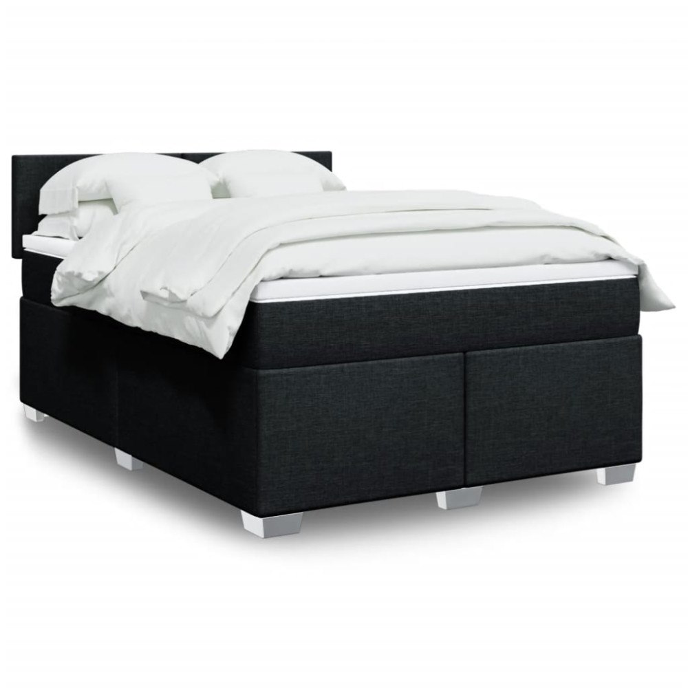 vidaXL Ramsäng med madrass svart 140x190 cm tyg