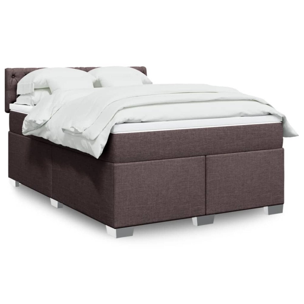 vidaXL Ramsäng med madrass mörkbrun 140x190 cm tyg
