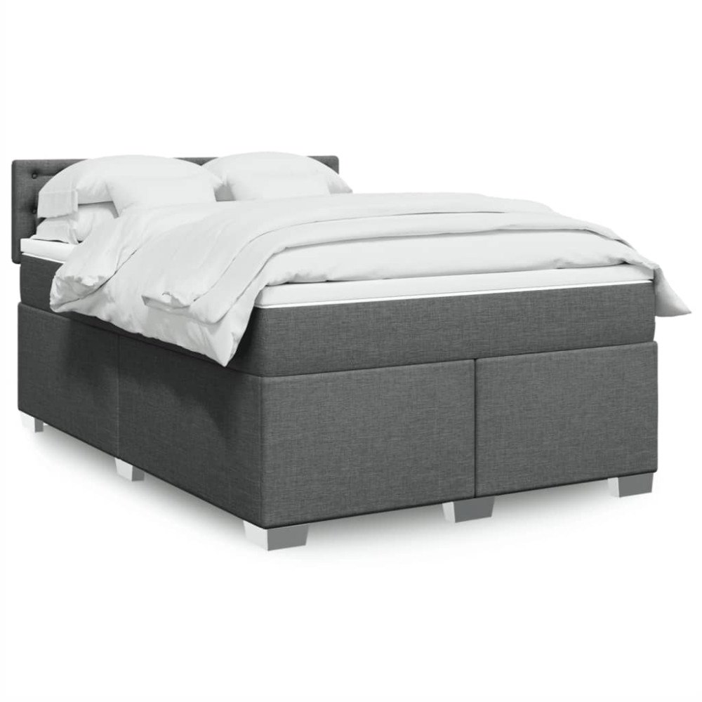 vidaXL Ramsäng med madrass mörkgrå 140x190 cm tyg