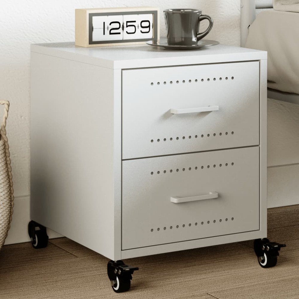 vidaXL Sängbord vit 36x39x43,5 cm stål