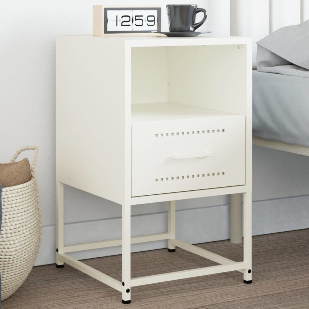 vidaXL Sängbord vit 36x39x60,5 cm stål