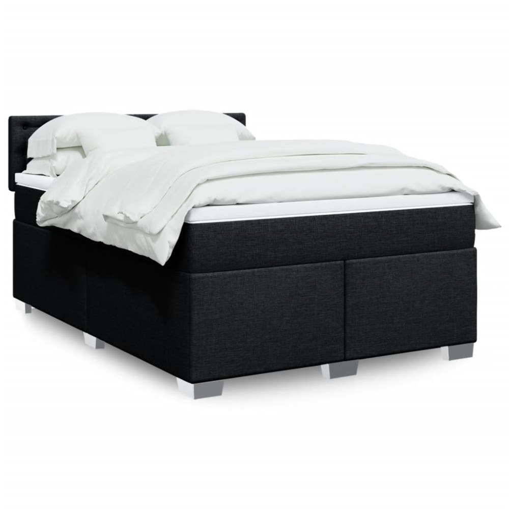vidaXL Ramsäng med madrass svart 140x190 cm tyg