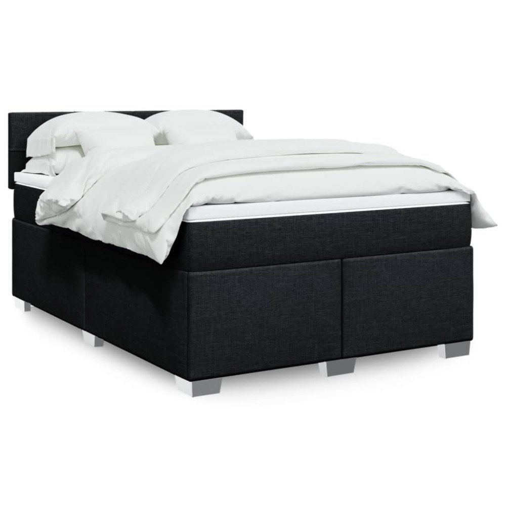 vidaXL Ramsäng med madrass svart 140x190 cm tyg