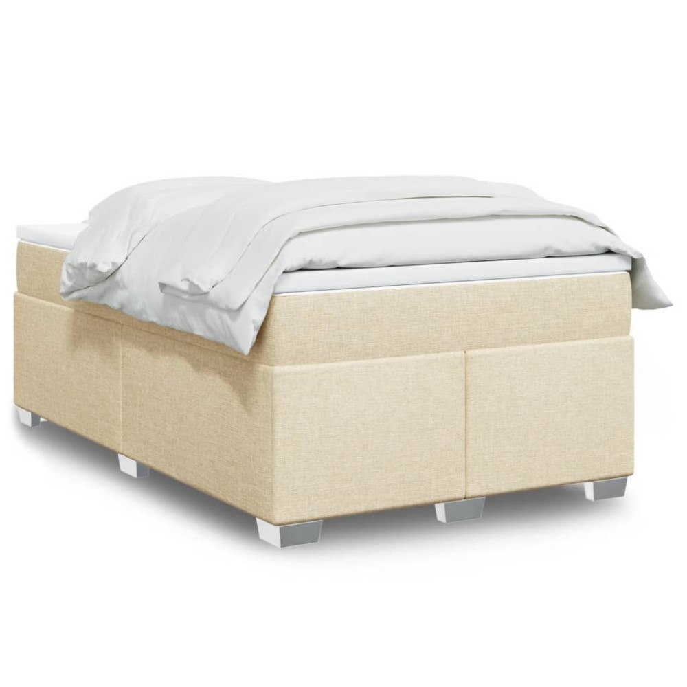 vidaXL Ramsäng med madrass gräddvit 120x190 cm tyg