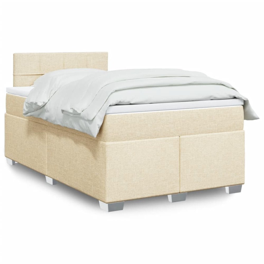 vidaXL Ramsäng med madrass gräddvit 120x190 cm tyg