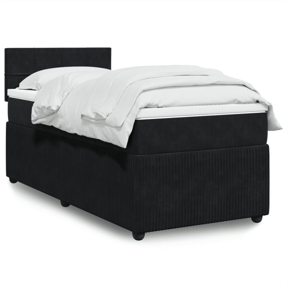 vidaXL Ramsäng med madrass svart 90x190 cm sammet
