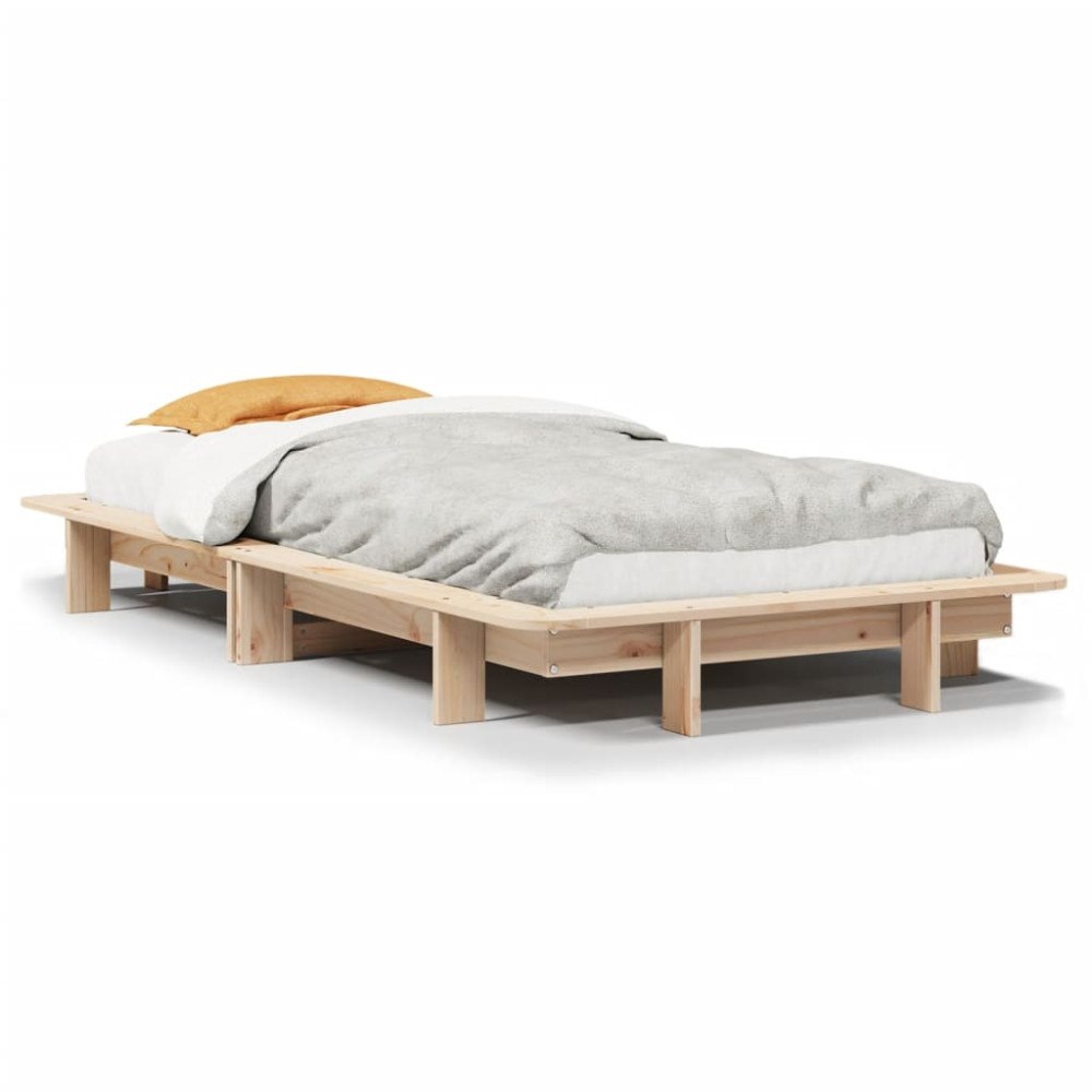 vidaXL Sängram utan madrass 75x190 cm massiv furu