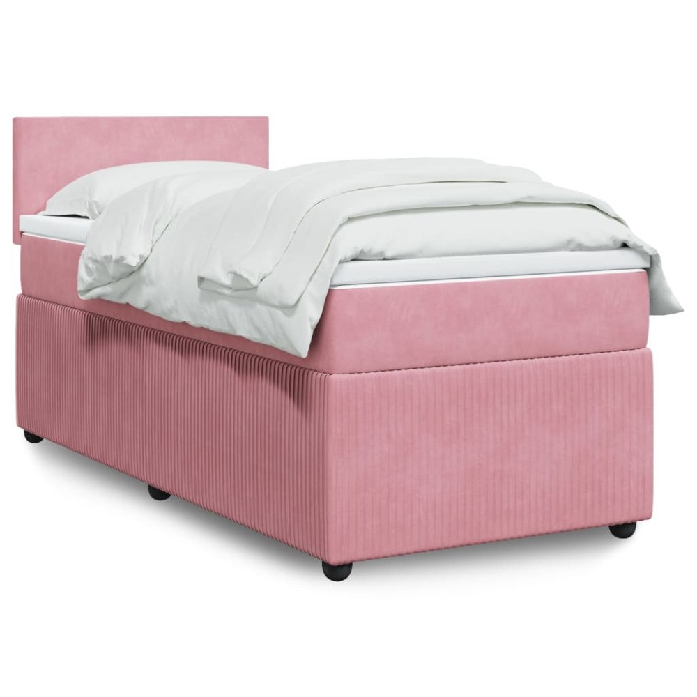 vidaXL Ramsäng med madrass rosa 100x200 cm sammet