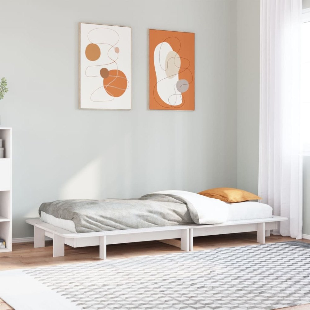 vidaXL Sängram utan madrass vit 90x190 cm massiv furu
