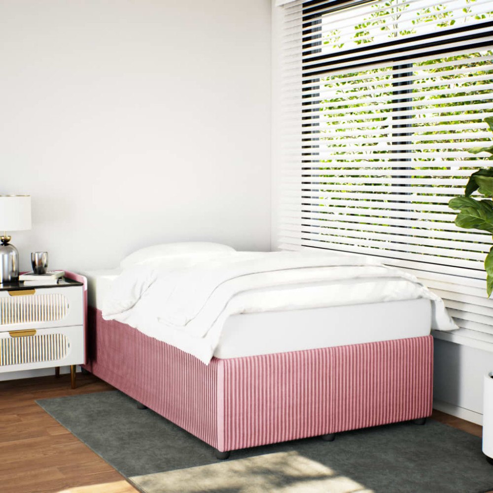 vidaXL sängram utan madrass rosa 120x190 cm sammet