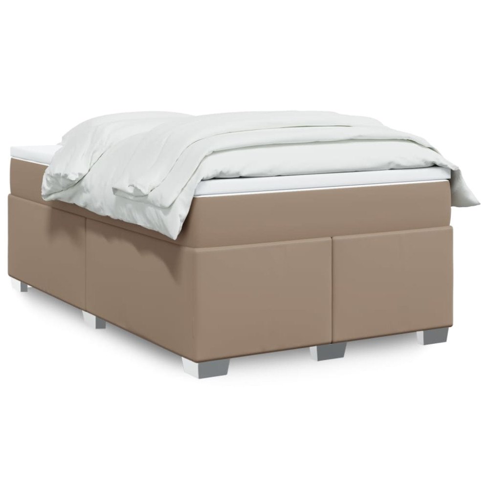 vidaXL Ramsäng med bäddmadrass cappuccino 120x190 cm konstläder