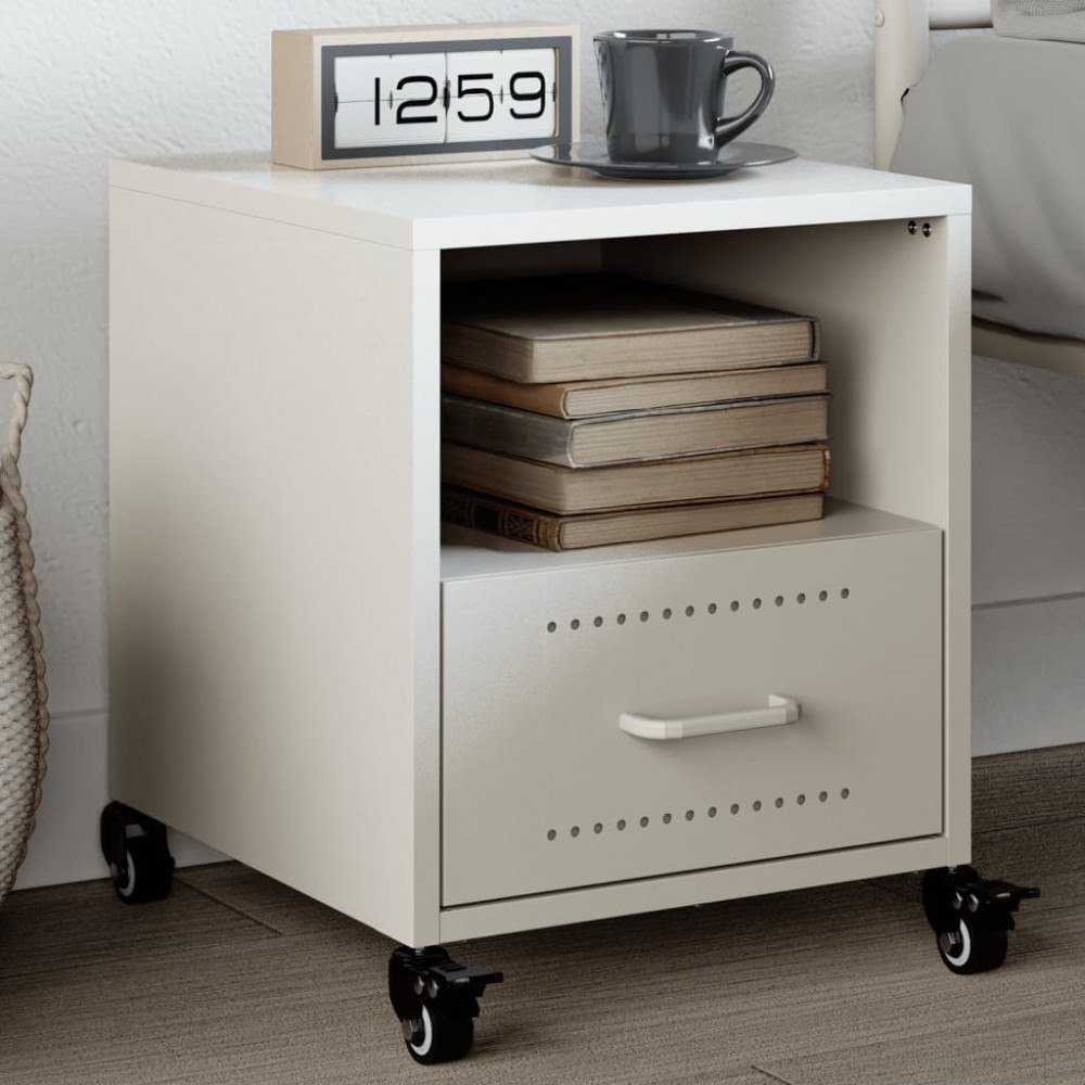 vidaXL Sängbord vit 36x39x43,5 cm stål