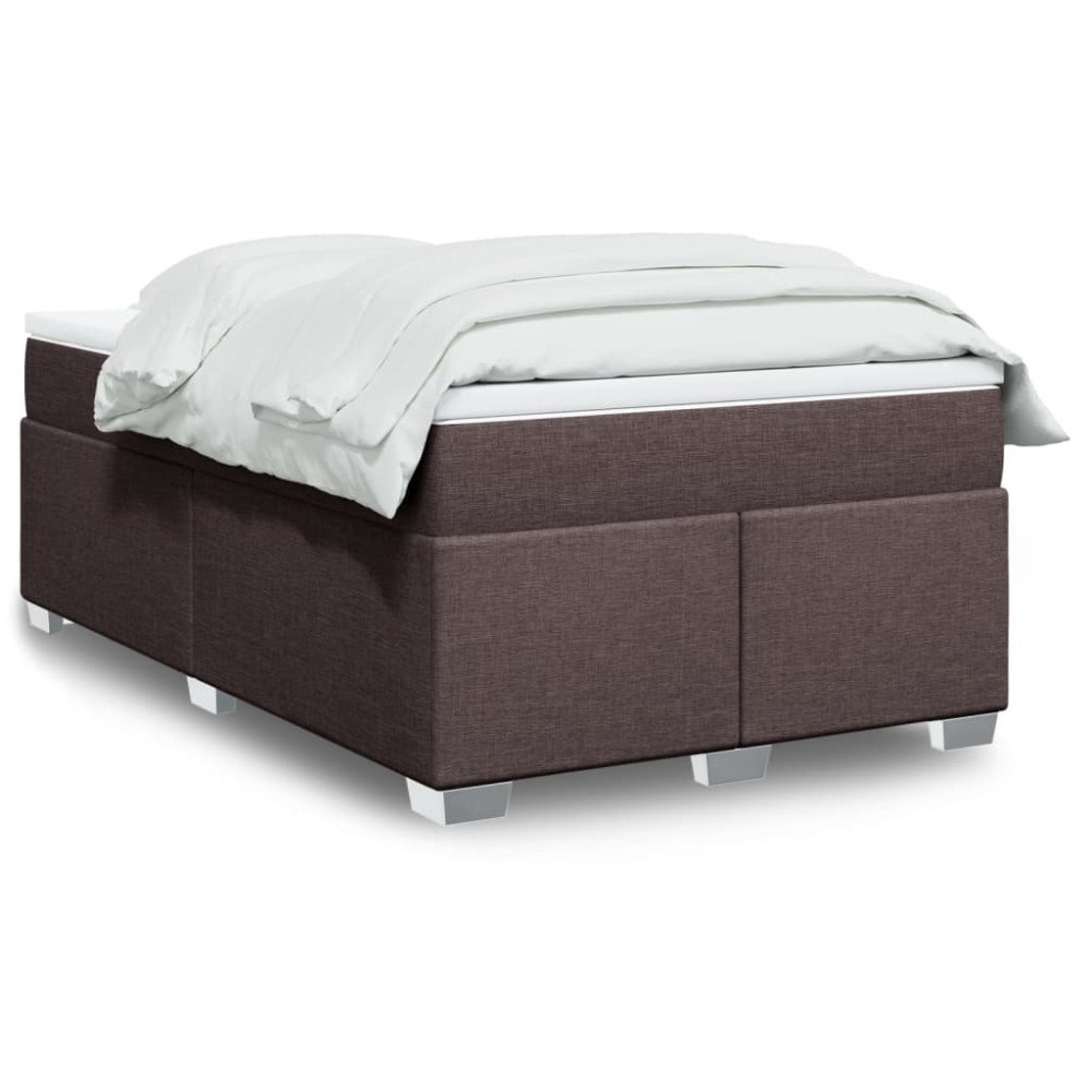 vidaXL Ramsäng med madrass mörkbrun 120x190 cm tyg