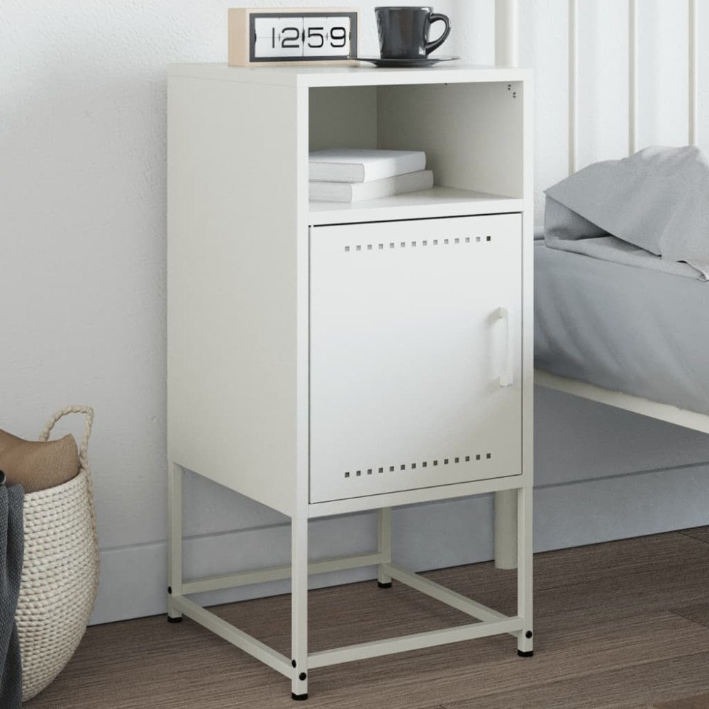 vidaXL Sängbord vit 36x39x78 cm stål