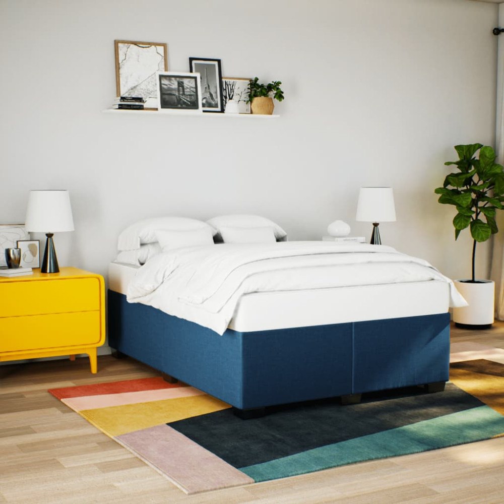 vidaXL Sängram utan madrass blå 160x200 cm tyg