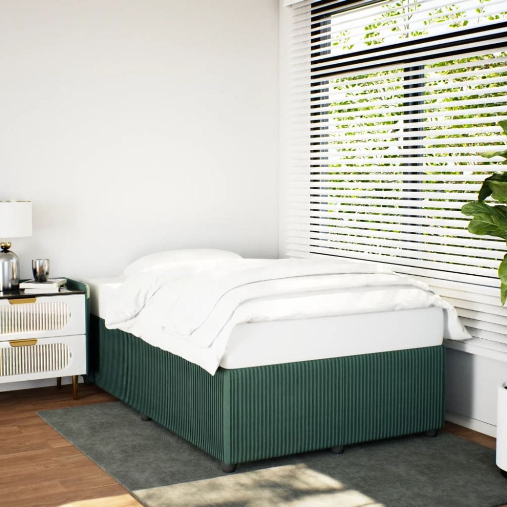 vidaXL Sängram utan madrass mörkgrön 120x200 cm sammet