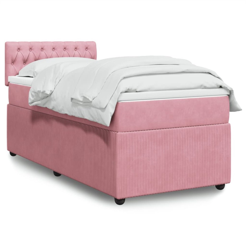 vidaXL Ramsäng med madrass rosa 100x200 cm sammet