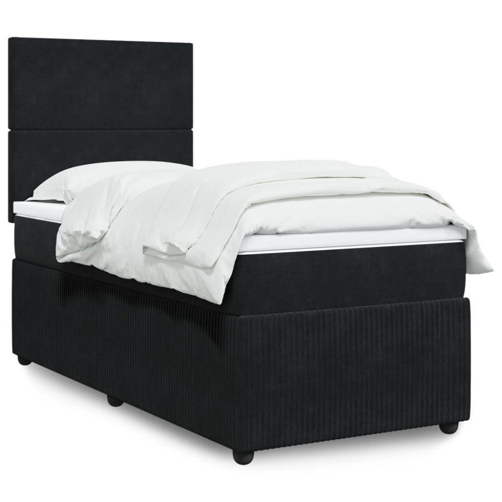 vidaXL Ramsäng med madrass svart 90x190 cm sammet