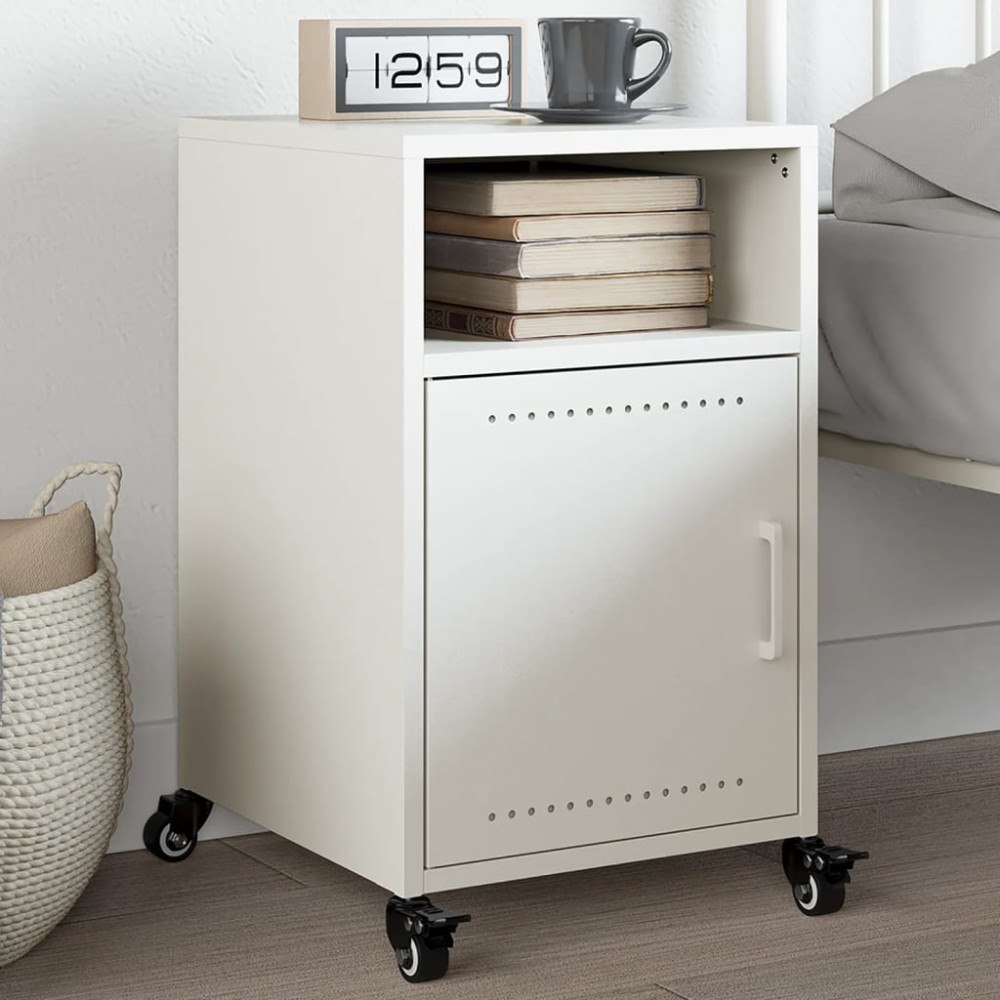 vidaXL Sängbord vit 36x39x59 cm stål