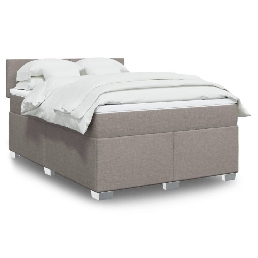 vidaXL Ramsäng med madrass taupe 140x200 cm tyg