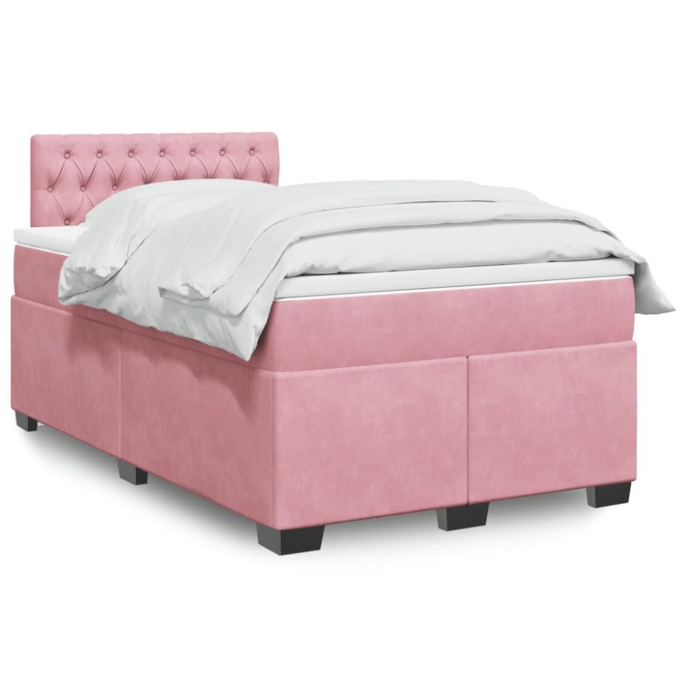 vidaXL Ramsäng med madrass rosa 120x200 cm sammet