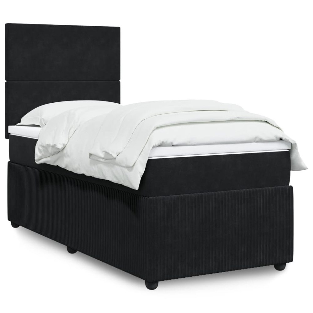 vidaXL Ramsäng med madrass svart 100x200 cm sammet