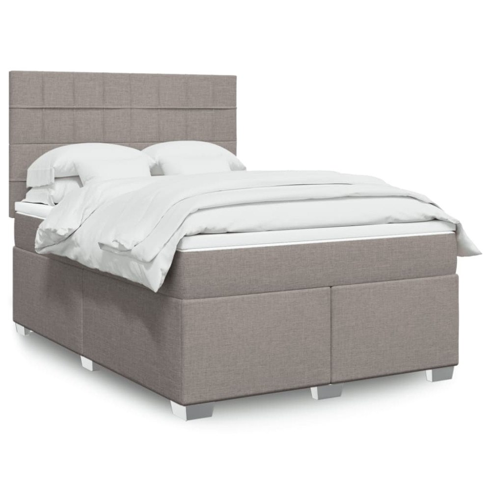 vidaXL Ramsäng med madrass taupe 140x190 cm tyg