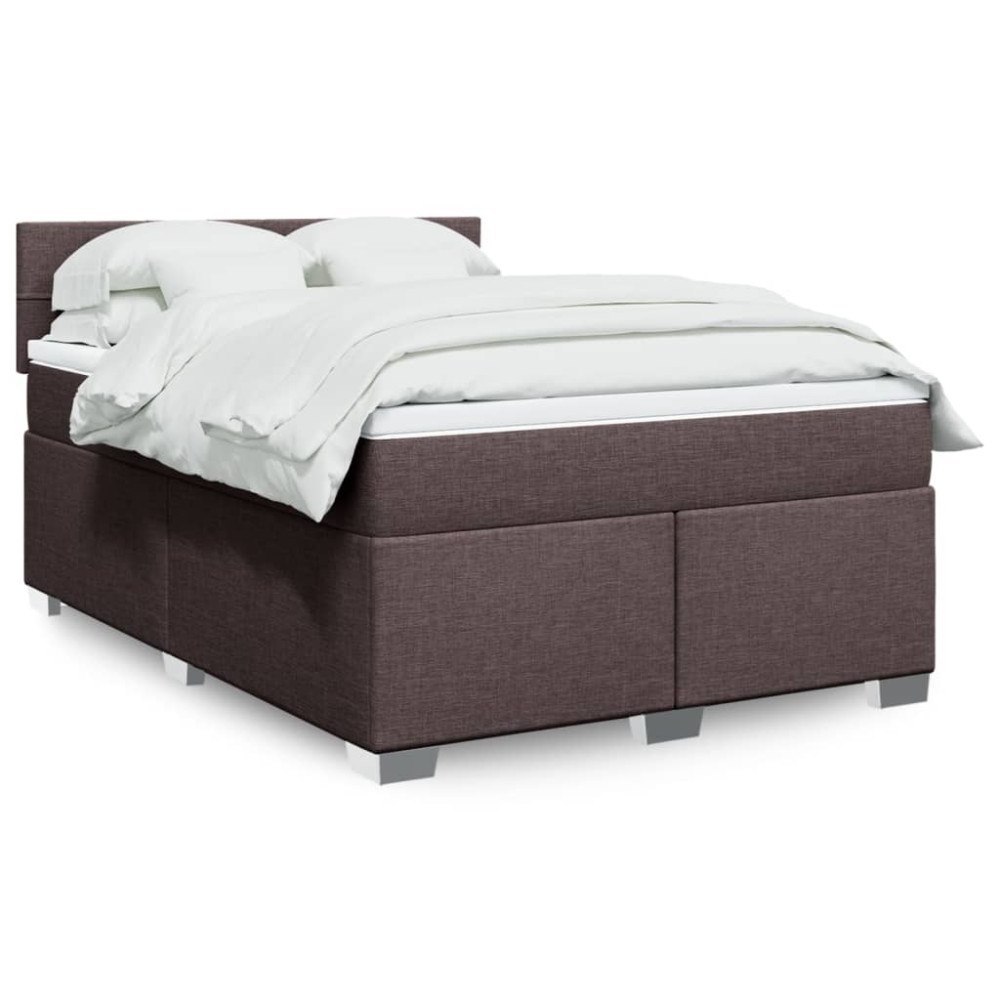 vidaXL Ramsäng med madrass mörkbrun 140x190 cm tyg
