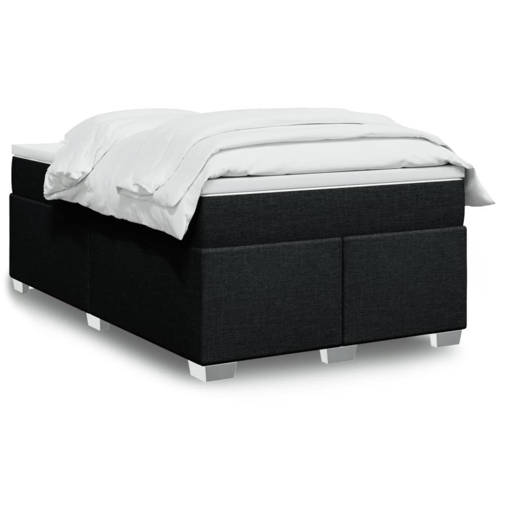 vidaXL Ramsäng med madrass svart 120x190 cm tyg